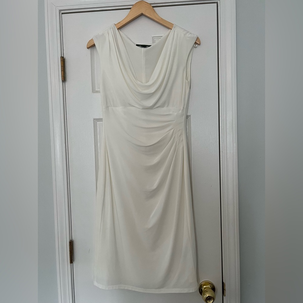 LAUREN Ralph Lauren White Cocktail Cowl Dress Size 6